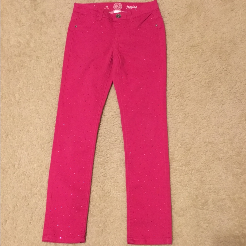 Sparkle Pink Girls Jeggings